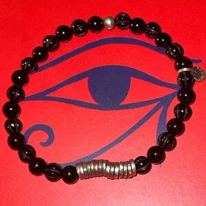 Tateossian London rhodium .935 silver with black agate bracelet Medium